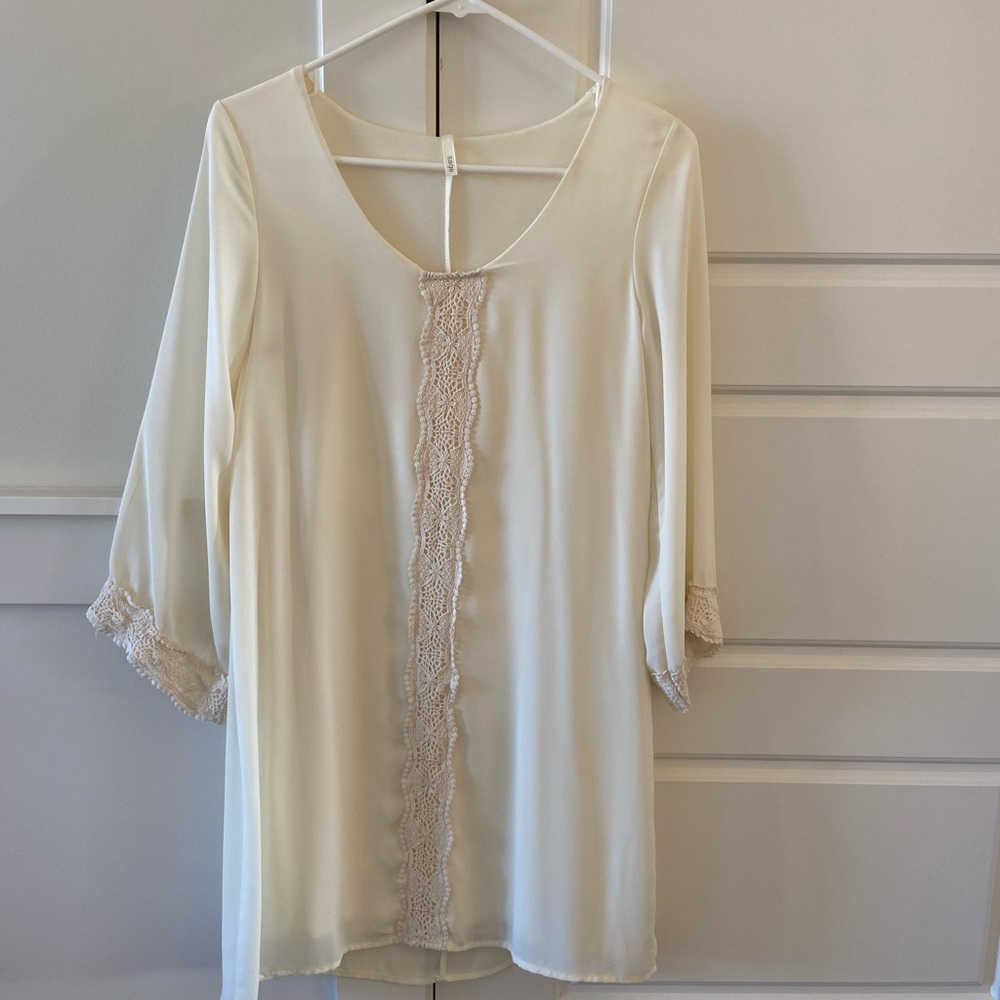 Boutique SAGE cream chiffon boho dress. Great for spring and Easter!